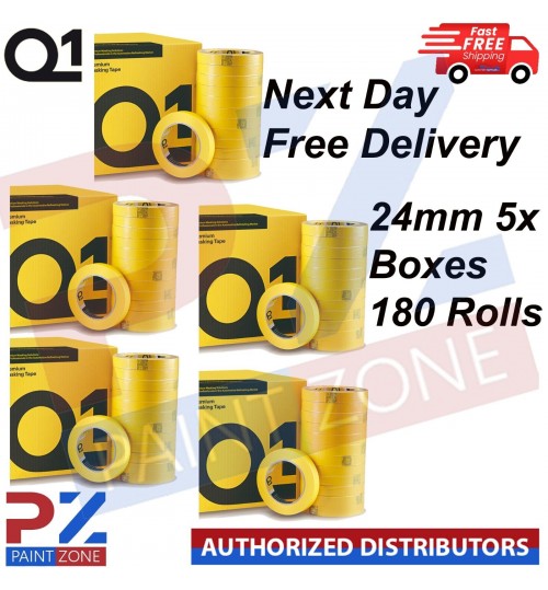5X Q1 MASKING TAPE PREMIUM AUTOMOTIVE 110c 24mm x 50mm - NEXT DAY FREE DELIVERY